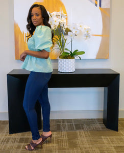 Sage Balloon Sleeve Blouse - Feminine Fashion Boutique