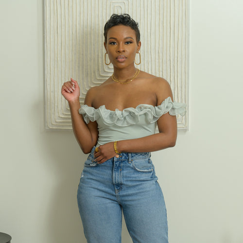 Sage Ruffle Bodysuit - Feminine Fashion Boutique