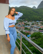 Load image into Gallery viewer, Sweetheart Crop- Sky Blue - Feminine Fashion Boutique

