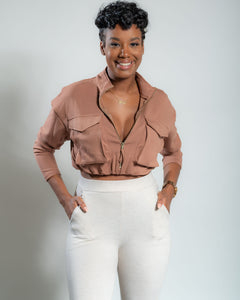 Oatmeal Ruched Pants - Feminine Fashion Boutique